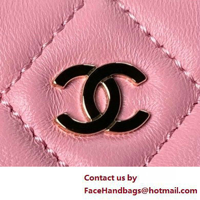 Chanel Lambskin  &  Gold-Tone Metal Clutch with Chain Bag AP4000 Pink 2025